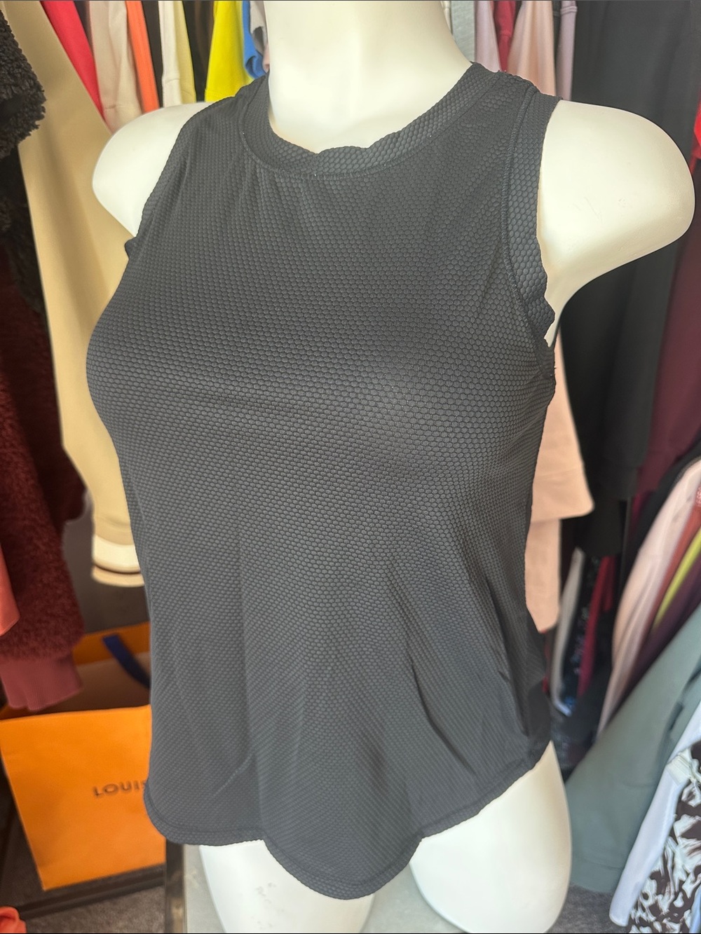 Calia Sleeveless Textured Black Tank Top